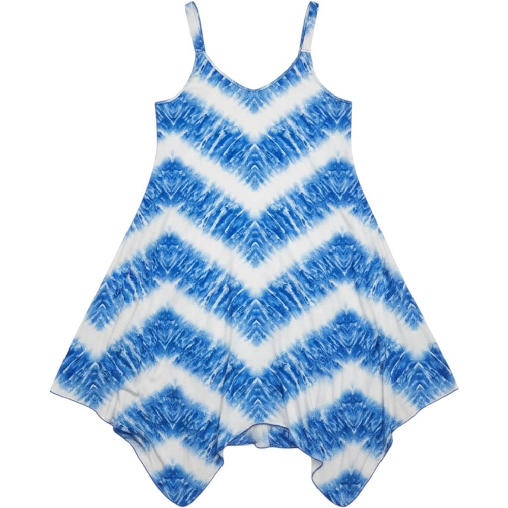 India Boutique Dress Womens Large Blue Tie Dye Sleeveless Scoop Neck Asym Hem